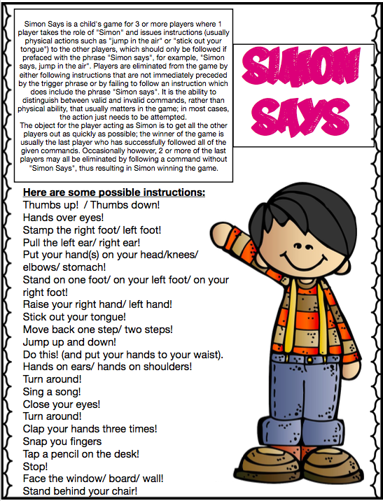 Simon Says Basic Rules For Kids