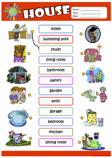 free house vocabulary worksheets