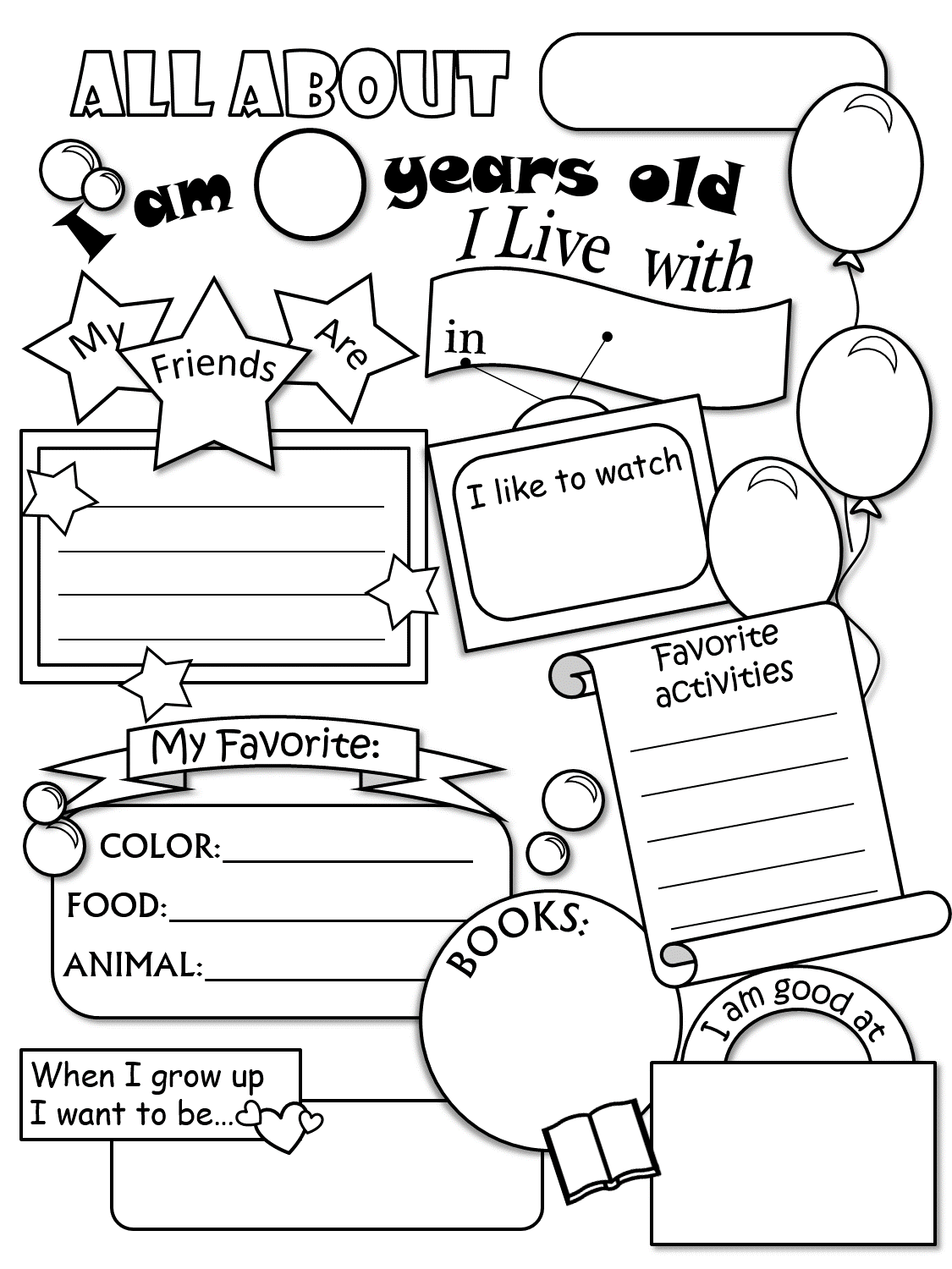 FREE All About Me Worksheets