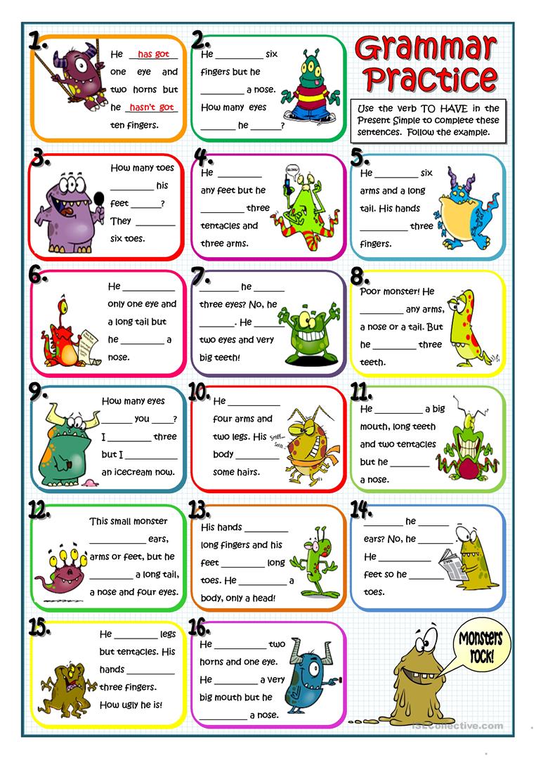 English Worksheets Verb Have Got