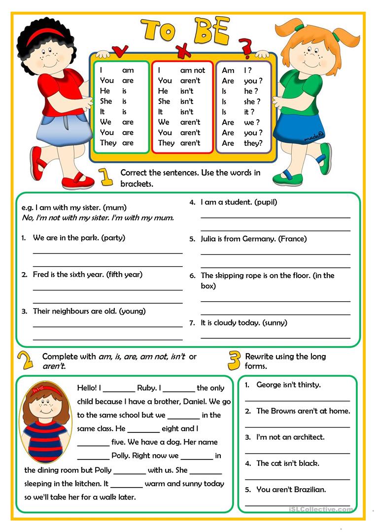 Verb To Be Present Worksheets I Am