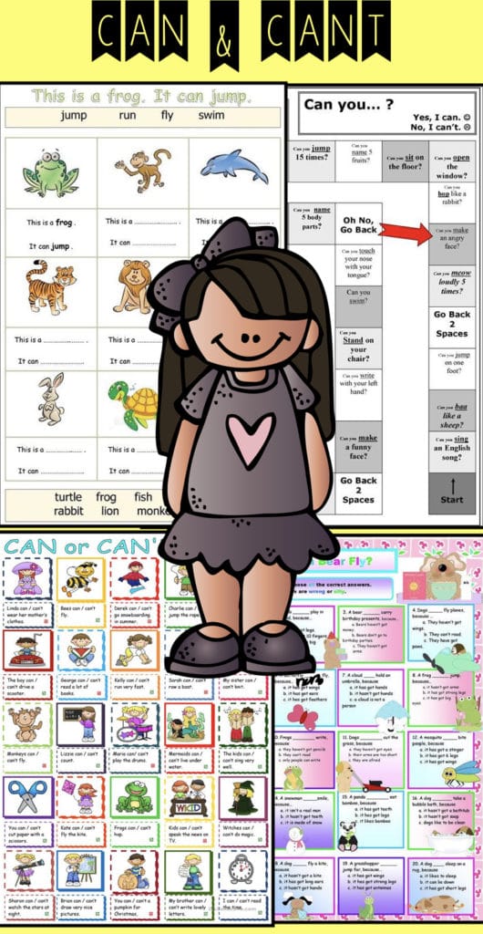 FREE- Can and Can’t worksheets