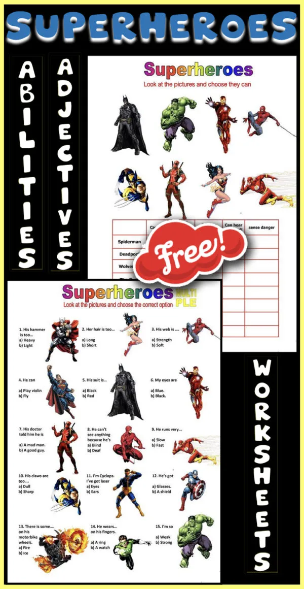 FREE Superheroe Themed Worksheets