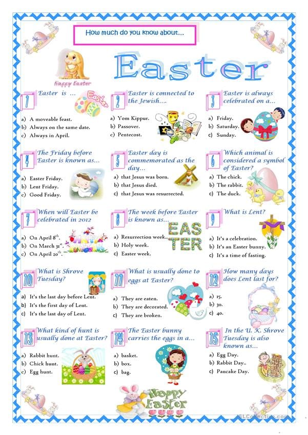 FREE Easter Worksheets And Fun Activities