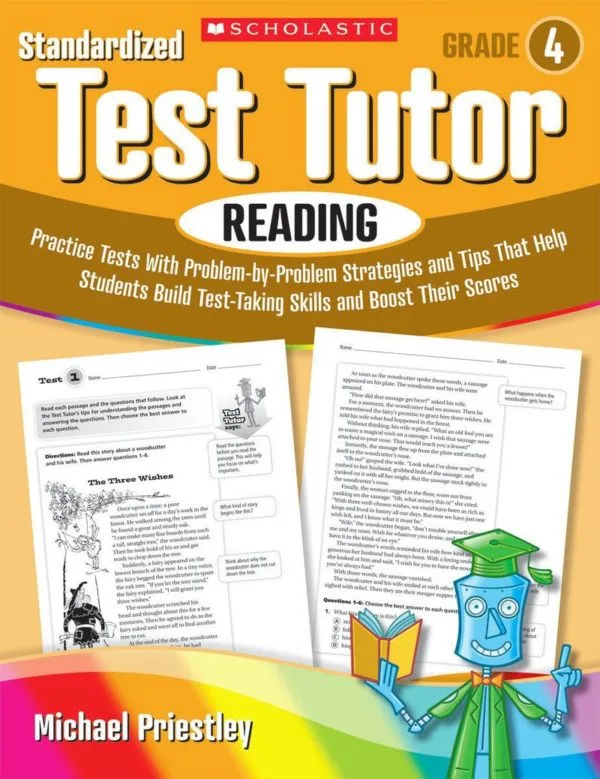 Cover of Test Tutor Reading Grade 4 PDF – FREE Scholastic Practice for Standardized Tests