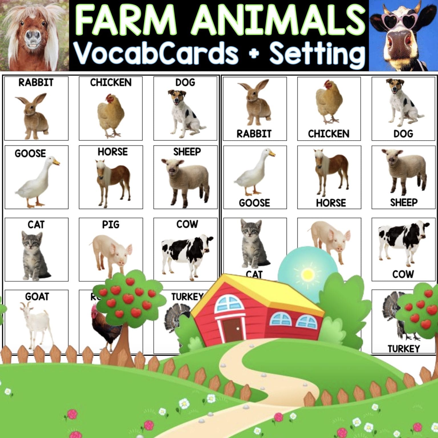Farm Animals Flashcards For Autism