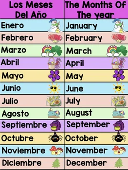 Spanish & English- Bilingual Months of the Year Poster + Activity - Image 2