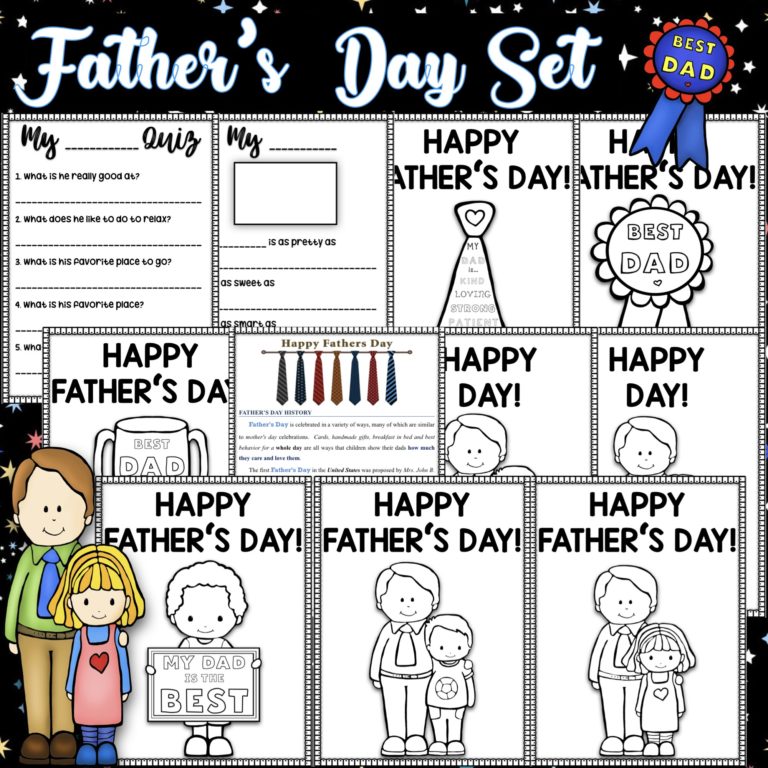 Father’s Day quiz, Survey, poem + story of Father’s day + card project