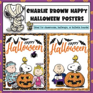 Snoopy Halloween Posters with Charlie Brown for Classroom Display