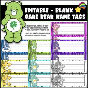 Editable Care Bears Blank Name Tags – Classroom Labels