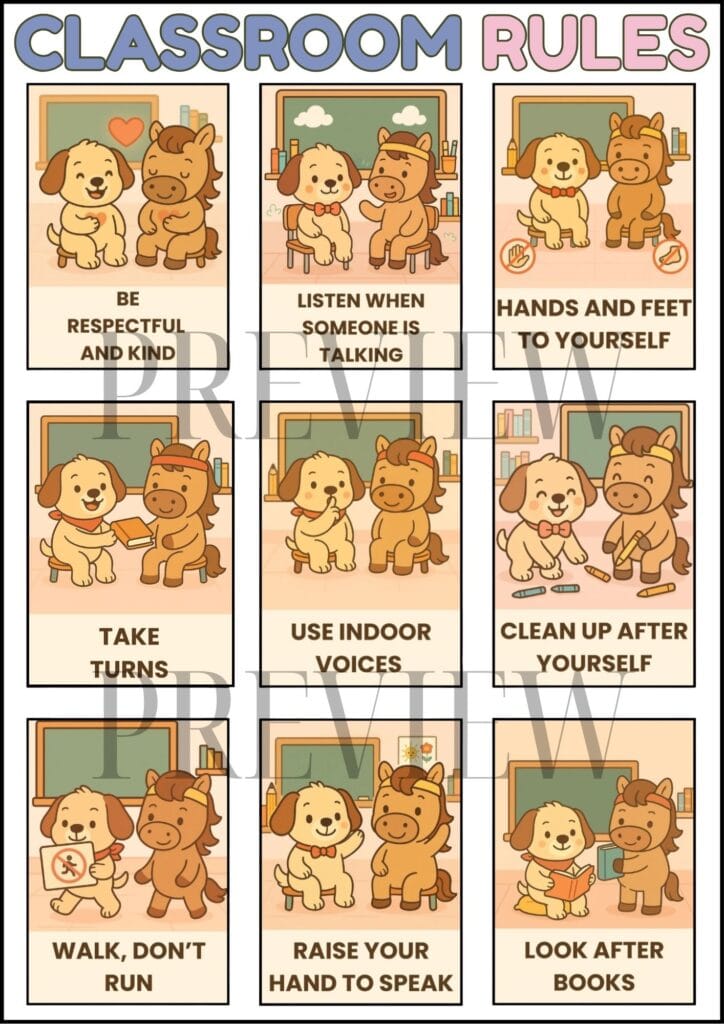 Classroom Rules Poster – Positive Behavior Visual for ESL & Primary Classrooms - Image 2