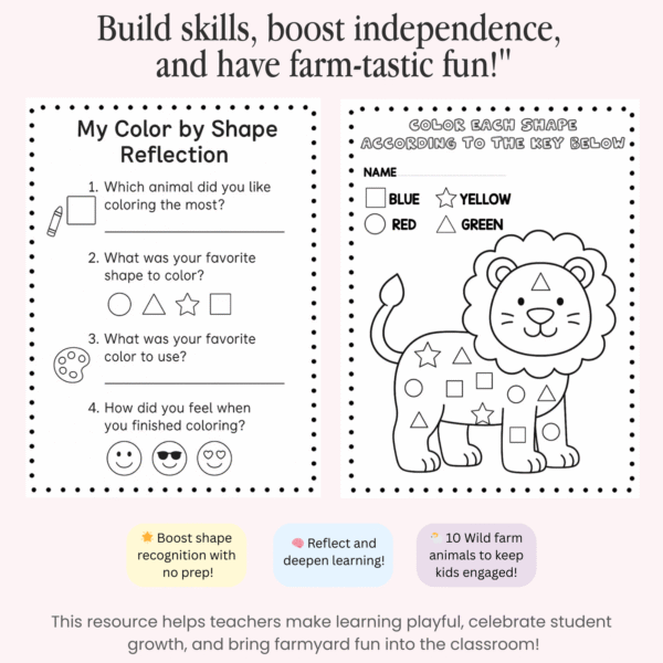 Color by Shape Farm & Jungle Animals BUNDLE - Image 3