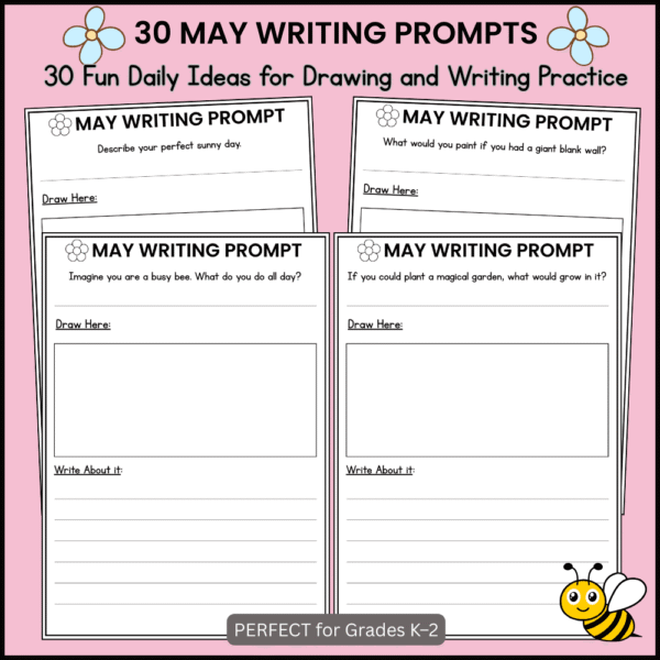 May Writing Prompts | 30 Fun Drawing & Writing Activities for K-2nd| No-Prep