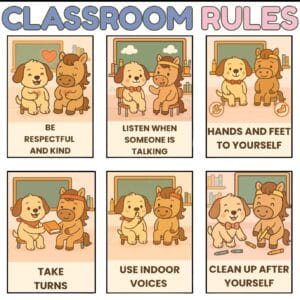 Classroom Rules Poster – Positive Behavior Visual for ESL & Primary Classrooms