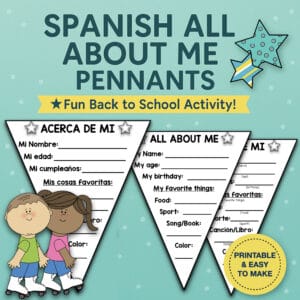 Back to School Pennant All About Me Activity in English & Spanish