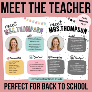 Meet the Teacher Editable Template – Back to School Resource